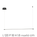 Hanglamp met LED-balk van metaal 120cm Genius L Kortingen