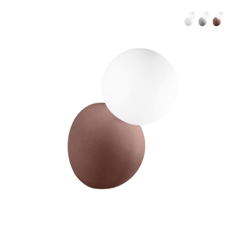 Betonnen wandlamp met glazen bol H20cm Rock Aanbieding