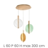 Hanglamp met 3 lampen in glas en meerkleurig metaal Juis XL Korting