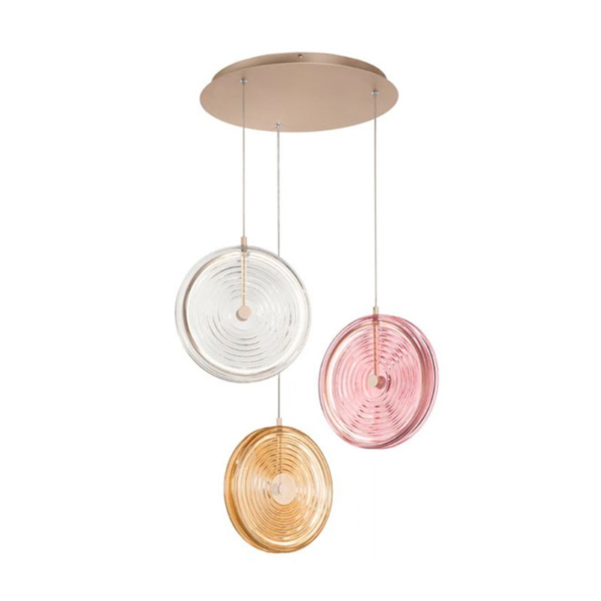 Hanglamp met 3 lichtpunten van glas en meerkleurig metaal Jokey XL Aanbieding Hanglamp met 3 lichtpunten van glas en meerkleurig metaal Jokey XL Aanbieding