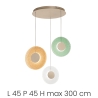 Hanglamp met 3 LED-lichten, glazen en meerkleurig metalen ontwerp Candy XL Aanbod