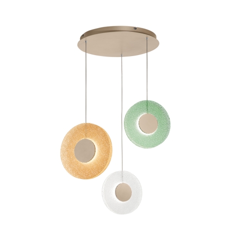Hanglamp met 3 LED-lichten, glazen en meerkleurig metalen ontwerp Candy XL Aanbieding