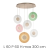 Hanglamp met 6 LED-lichten van glas en meerkleurig metaal Candy XXL Aanbod