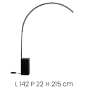 Metalen boogvloerlamp met LED H215cm Biblio Catalogus