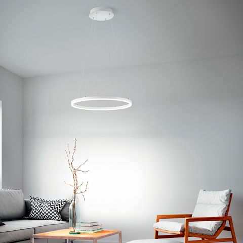 Moderne witte metalen LED hanglamp cirkelvormig Skyround-S Aanbieding
