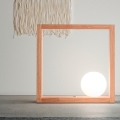 LED tafel lamp design in hout met glazen bolvormige lampenkap Kark Aanbieding