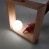 LED tafel lamp design in hout met glazen bolvormige lampenkap Kark Verkoop
