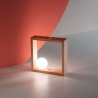 LED tafel lamp design in hout met glazen bolvormige lampenkap Kark Aanbod