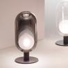Vintage LED Tafellamp in Gerookt Glas en Zwart Metaal Gubbio Aanbieding