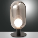 Vintage LED Tafellamp in Gerookt Glas en Zwart Metaal Gubbio Verkoop