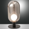 Vintage LED Tafellamp in Gerookt Glas en Zwart Metaal Gubbio Verkoop