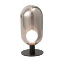 Vintage LED Tafellamp in Gerookt Glas en Zwart Metaal Gubbio Aanbod