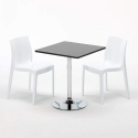 Vierkante salontafel zwart 70x70 cm met stalen onderstel en 2 gekleurde stoelen Ice Mojito Aankoop