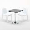 Vierkante salontafel zwart 70x70 cm met stalen onderstel en 2 gekleurde stoelen Ice Mojito Aankoop