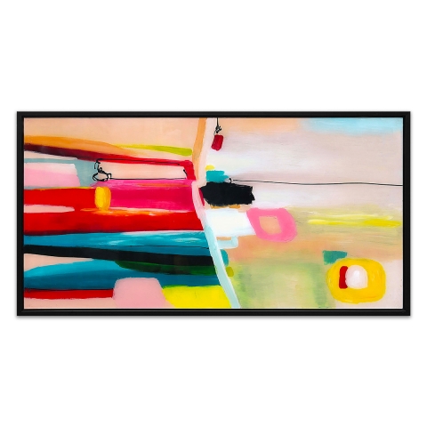 Abstract schilderij 124x64 cm op plexiglas met zwarte lijst Druvt Aanbieding