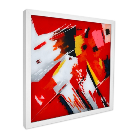 Modern abstract schilderij 64x64cm op plexiglas met witte lijst Tyvek Aanbieding