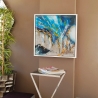 Abstract schilderij op plexiglas 64x64cm modern schilderij met witte lijst Lazur Verkoop