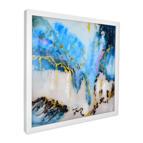 Abstract schilderij op plexiglas 64x64cm modern schilderij met witte lijst Lazur Aanbieding