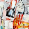 Abstract schilderij op doek 100x100cm modern meerkleurig Prynk Korting