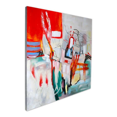 Abstract schilderij op doek 100x100cm modern meerkleurig Prynk Aanbieding