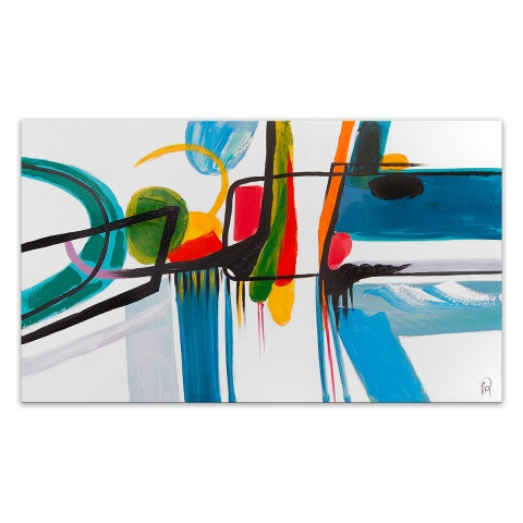 Modern abstract schilderij 120x70cm, meerkleurig op doek Luma Aanbieding