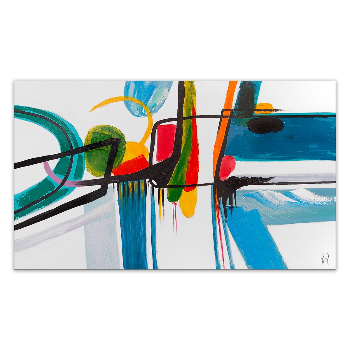 Modern abstract schilderij 120x70cm, meerkleurig op doek Luma Aanbieding Modern abstract schilderij 120x70cm, meerkleurig op doek Luma Aanbieding