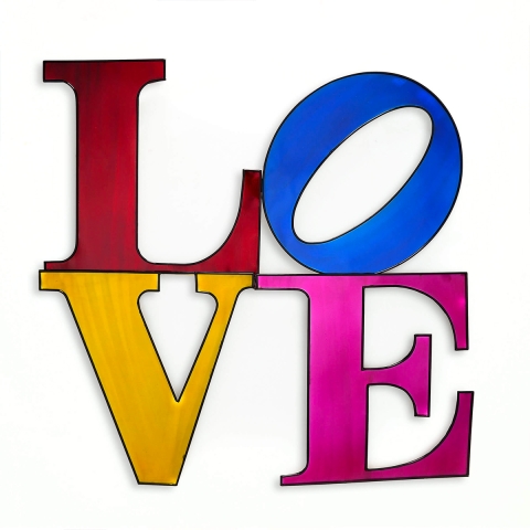3D metalen wanddecoratie met tekst LOVE, multicolour 81x81cm Kokhannya Aanbieding