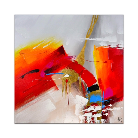 Modern meerkleurig schilderij 100x100cm abstracte kunst op canvas Zynar Aanbieding