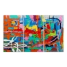 Moderne abstracte drieluik 165x100cm 3 kleurrijke schilderijen op doek Viva Aanbod