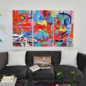 Moderne abstracte drieluik 165x100cm 3 kleurrijke schilderijen op doek Viva Verkoop