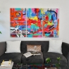 Moderne abstracte drieluik 165x100cm 3 kleurrijke schilderijen op doek Viva Verkoop