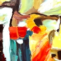 Set van 3 moderne abstracte schilderijen op doek 120x80cm - Tris van schilderijen Fiora Korting
