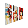 Set van 3 moderne abstracte schilderijen op doek 120x80cm - Tris van schilderijen Fiora Aanbieding