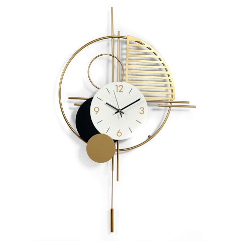 Moderne gouden metalen wandklok 53x85cm met pendule Vira Aanbieding