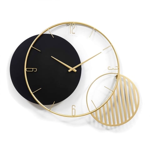 Moderne geometrische wandklok 75x68cm zwart en goud Celo Aanbieding