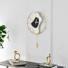 Moderne wandklok 42x67cm van goudkleurig metaal met slinger Bynok Verkoop