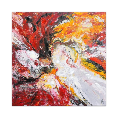 Abstract schilderij 100x100cm canvasprint met 3D-decoraties Kanea Aanbieding