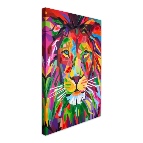 Modern schilderij op canvas 50x70cm leeuw pop art meerkleurig Zora Aanbieding