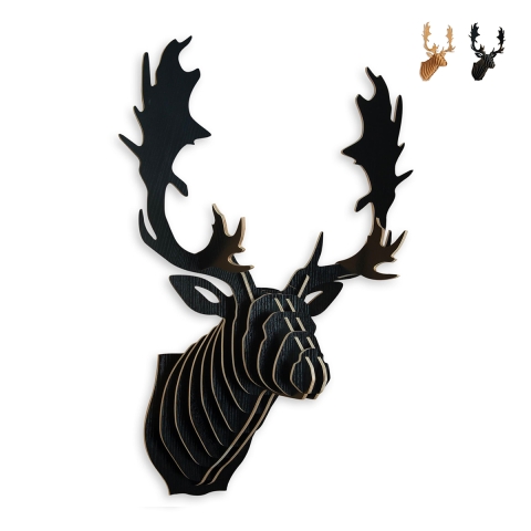 Decoratieve wandversiering rendierkop 3D-puzzel in MDF-hout Fira Aanbieding