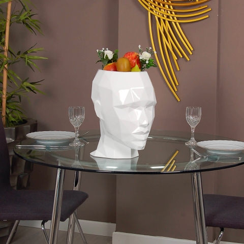 Decoratieve vaas met vrouwengezicht design in gelakte glasvezel Ruzid-L Aanbieding