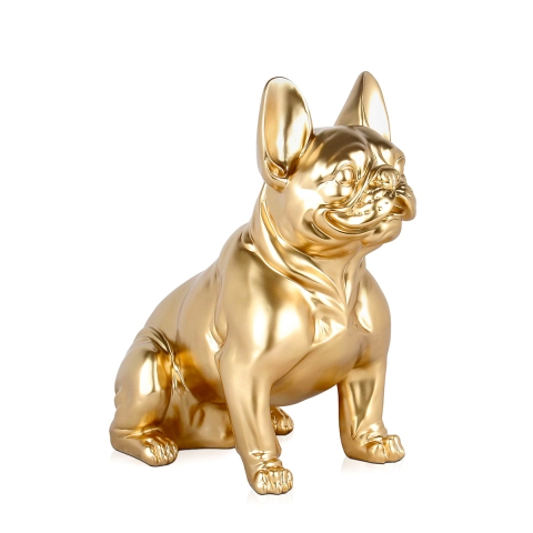 Franse bulldog sculptuur in goudkleurige hars, modern design beeldje Forma-G Aanbieding