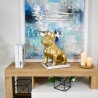 Franse bulldog sculptuur in goudkleurige hars, modern design beeldje Forma-G Verkoop