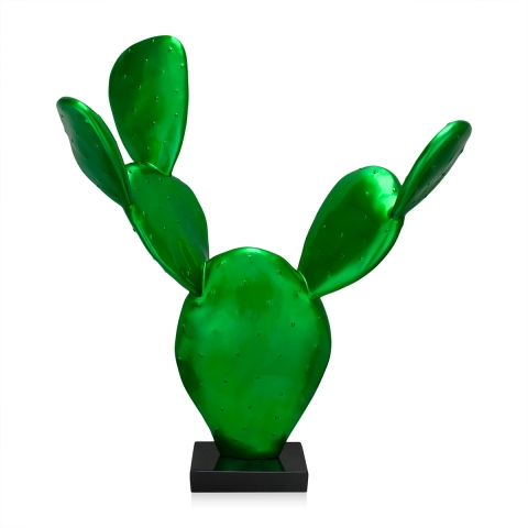 Moderne cactus sculptuur in groene metallic hars - Roka Aanbieding