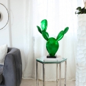 Moderne cactus sculptuur in groene metallic hars - Roka Verkoop