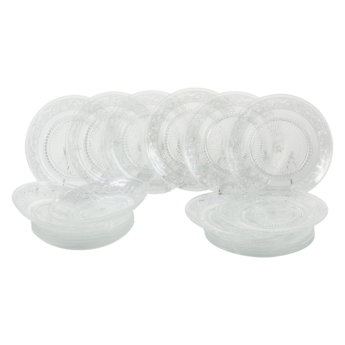 Imperial 18-delige serviesset van doorzichtig glas met decor voor 6 personen Aanbieding Imperial 18-delige serviesset van doorzichtig glas met decor voor 6 personen Aanbieding