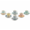 Set van 6 porseleinen espressokopjes met schoteltje 90ml Marea C Model