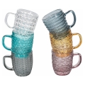 Set van 6 gekleurde glazen espressokopjes 90ml Geometrie C Aanbieding