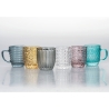 Set van 6 gekleurde glazen espressokopjes 90ml Geometrie C Aanbod