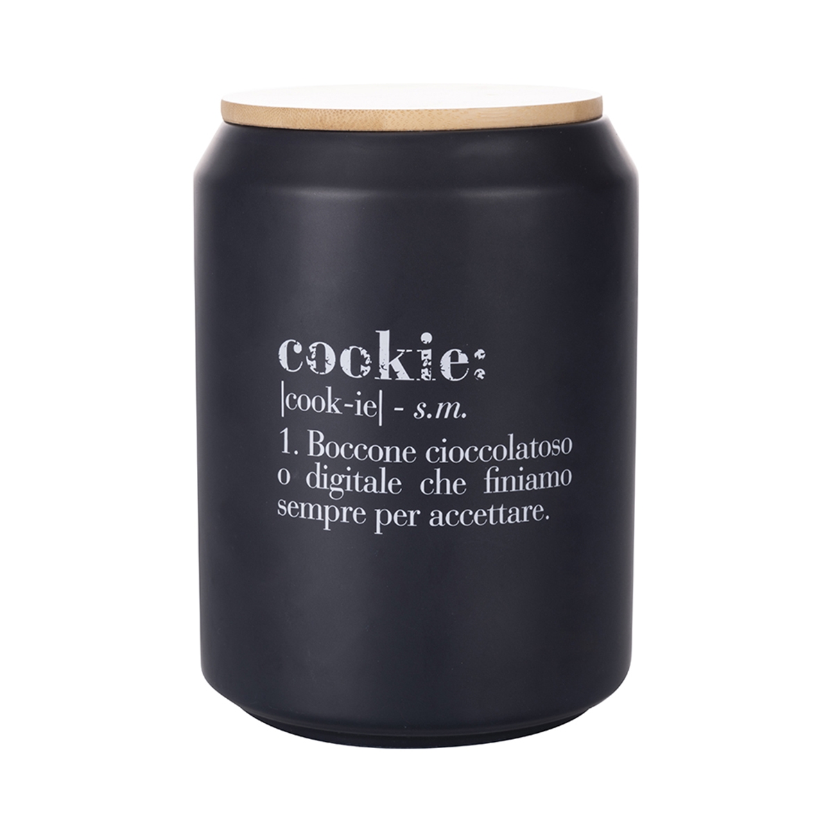 Zwarte koekjestrommel met bamboedeksel 1,6L Victionary G Aanbieding