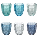 Set van 6 waterglazen 265ml in glas met arabeskdecor Syrah Ocean Aanbieding